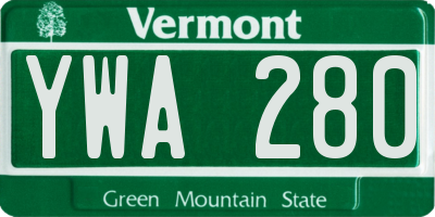 VT license plate YWA280