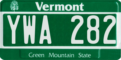 VT license plate YWA282