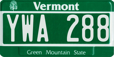 VT license plate YWA288