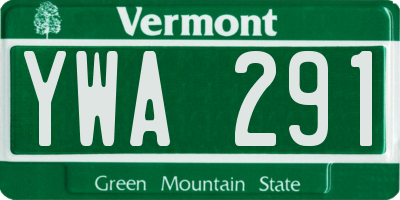 VT license plate YWA291