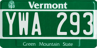 VT license plate YWA293