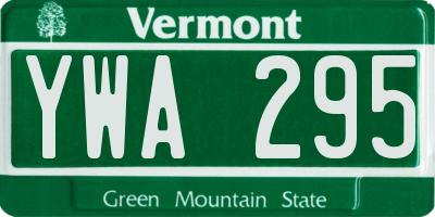 VT license plate YWA295
