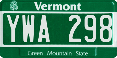 VT license plate YWA298