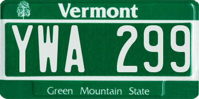 VT license plate YWA299
