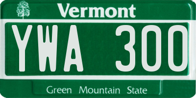 VT license plate YWA300