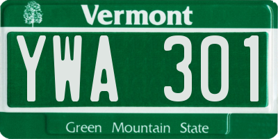 VT license plate YWA301