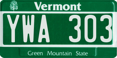 VT license plate YWA303