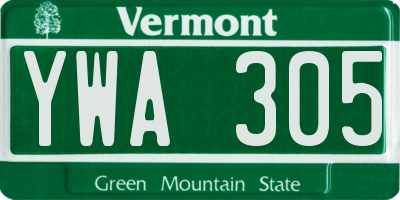 VT license plate YWA305