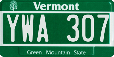 VT license plate YWA307