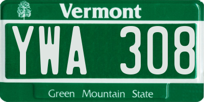 VT license plate YWA308