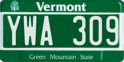 VT license plate YWA309