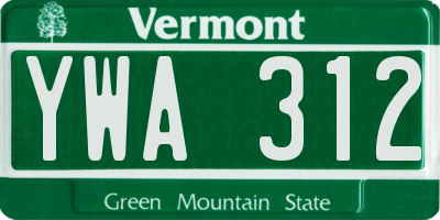 VT license plate YWA312