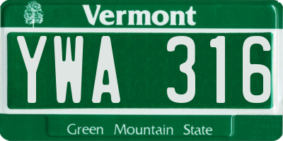 VT license plate YWA316