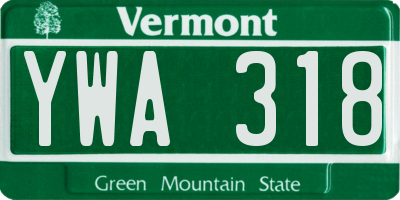 VT license plate YWA318