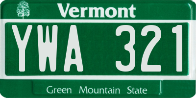 VT license plate YWA321