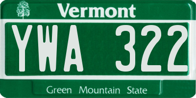 VT license plate YWA322
