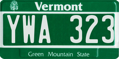 VT license plate YWA323