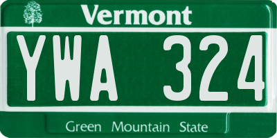 VT license plate YWA324