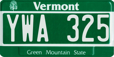 VT license plate YWA325