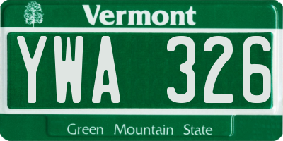 VT license plate YWA326