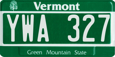 VT license plate YWA327