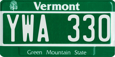 VT license plate YWA330