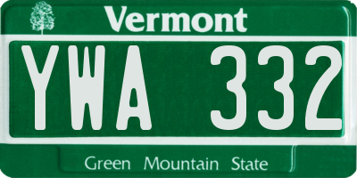 VT license plate YWA332