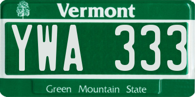 VT license plate YWA333