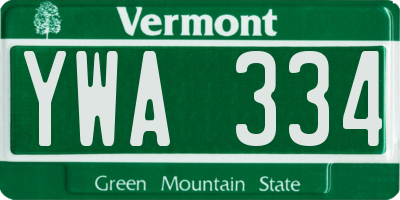 VT license plate YWA334