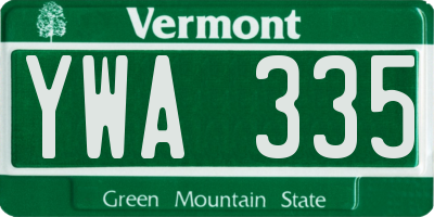 VT license plate YWA335