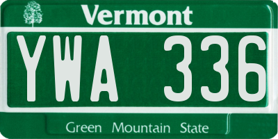 VT license plate YWA336