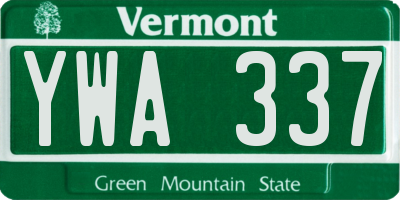 VT license plate YWA337