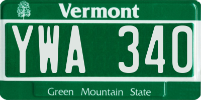 VT license plate YWA340