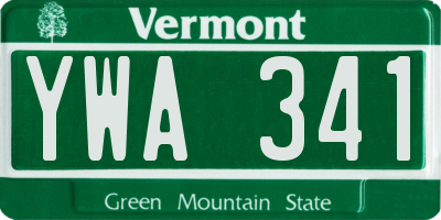 VT license plate YWA341