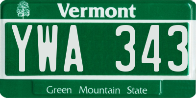 VT license plate YWA343