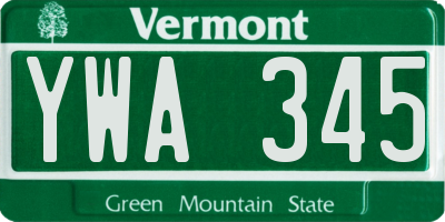 VT license plate YWA345