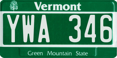 VT license plate YWA346