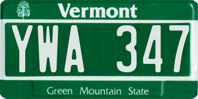 VT license plate YWA347