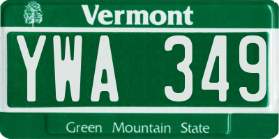 VT license plate YWA349