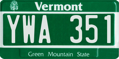 VT license plate YWA351