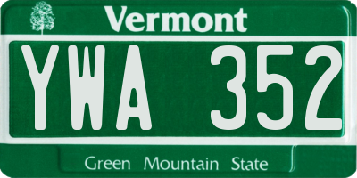 VT license plate YWA352