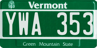 VT license plate YWA353