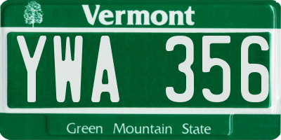 VT license plate YWA356