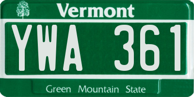 VT license plate YWA361