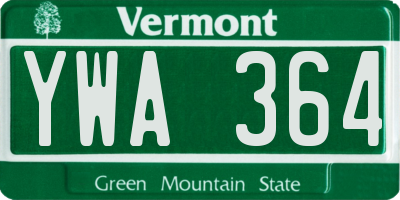 VT license plate YWA364