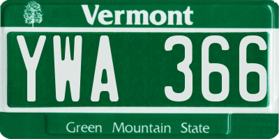 VT license plate YWA366