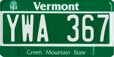 VT license plate YWA367
