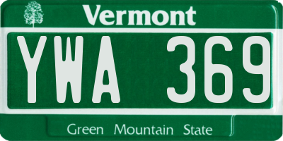 VT license plate YWA369