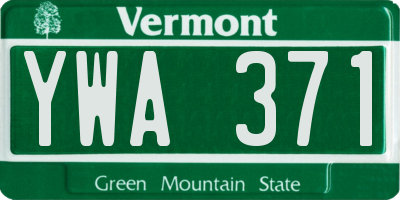 VT license plate YWA371