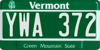 VT license plate YWA372